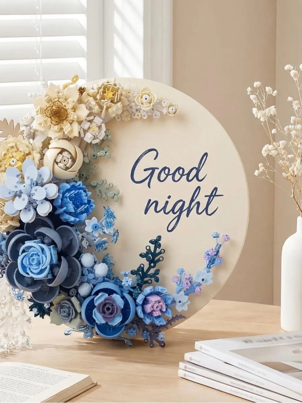 Moon Flower Decorative Wall Art - Blue & White by